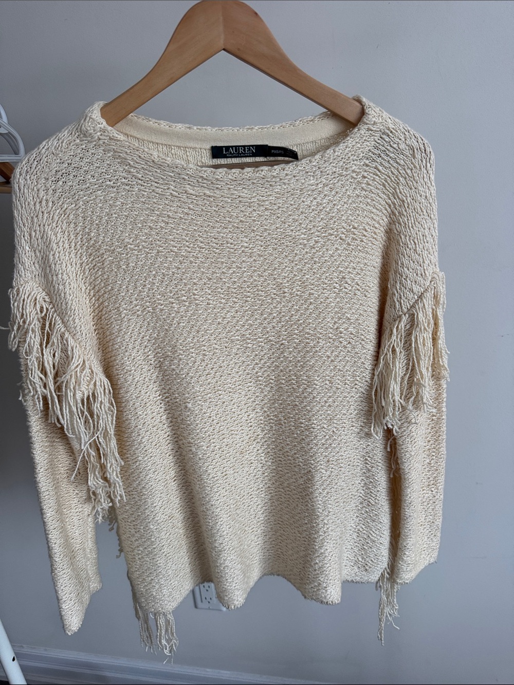Ralph Lauren Cream Fringe Knit Sweater - Women's